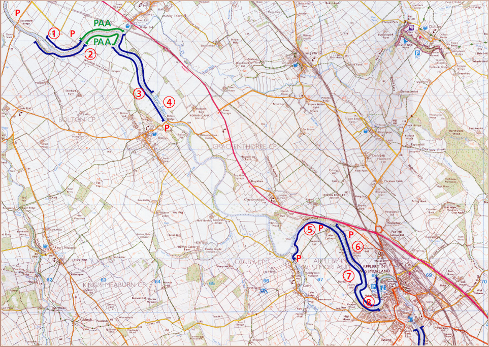 map one of appleby angling association fishing river eden