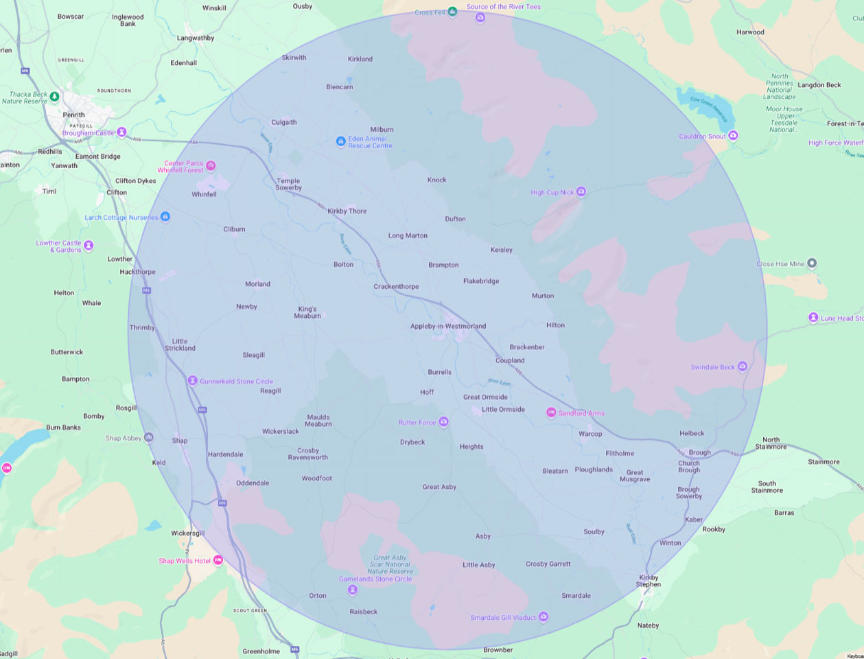 map one of appleby angling association resident member area
